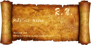 Rácz Nina névjegykártya