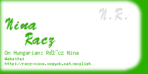 nina racz business card